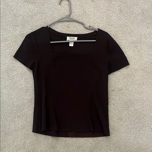 Talbots Black Fitted Crop T-Shirt Short Sleeve